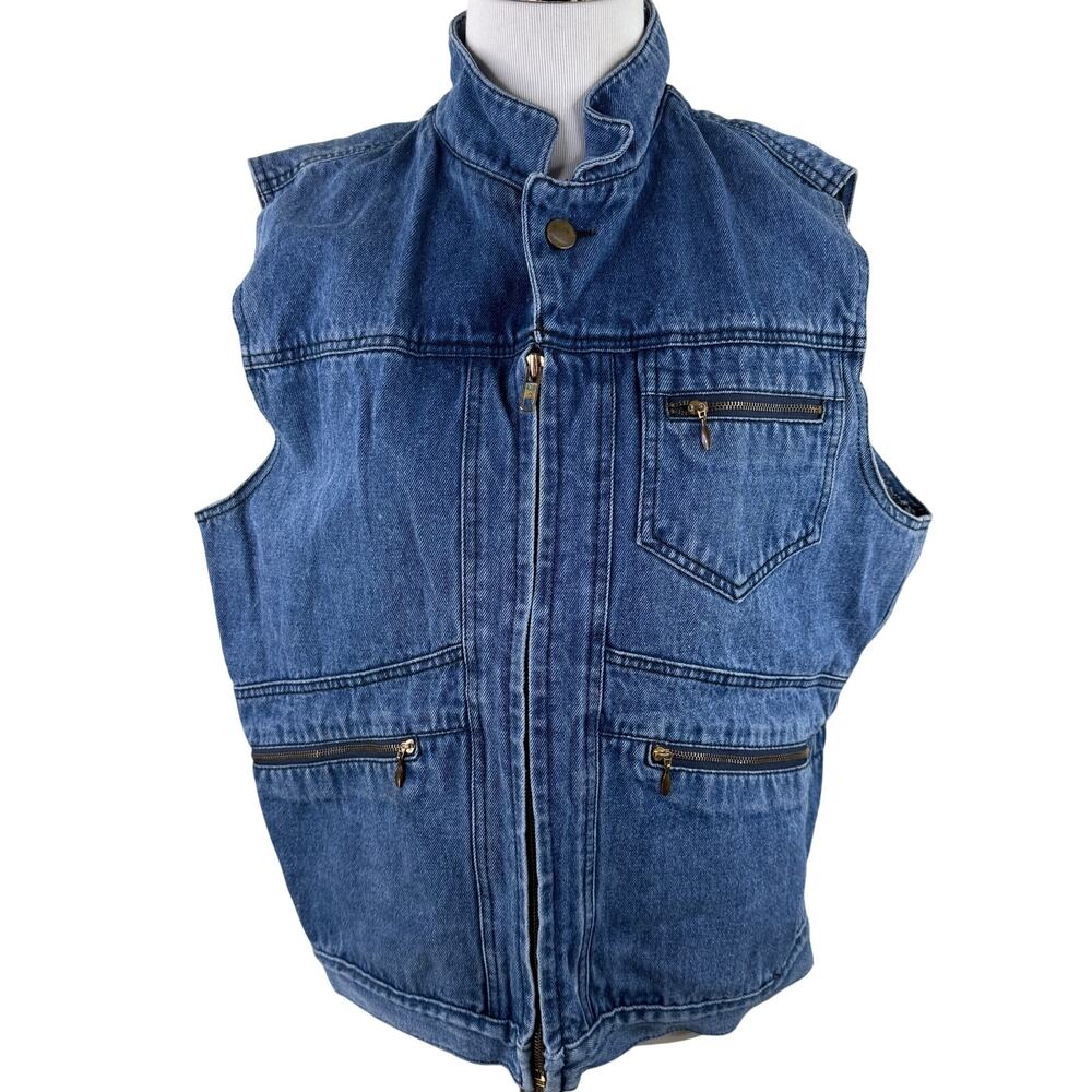 Brittania For Work & Play Vintage Women's Jean Jacket Vest Size Large